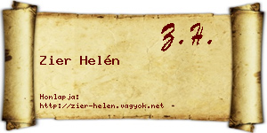 Zier Helén névjegykártya